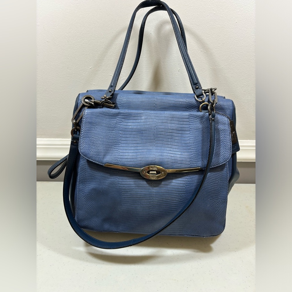 Coach blue textured leather larger bag.